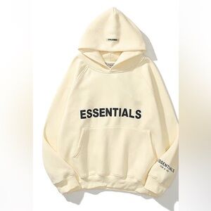 Two essential sweatshirt, size, small butter cream, and black